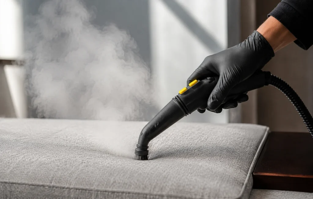 Tratamiento con vapor para sofás y tapicerías en Barcelona – limpieza profunda y cuidado seguro del tejido