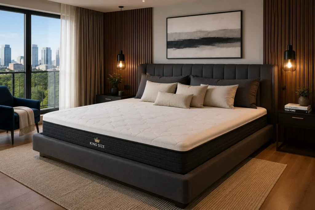 Dormitorio premium con colchón King Size y cama extra grande moderna